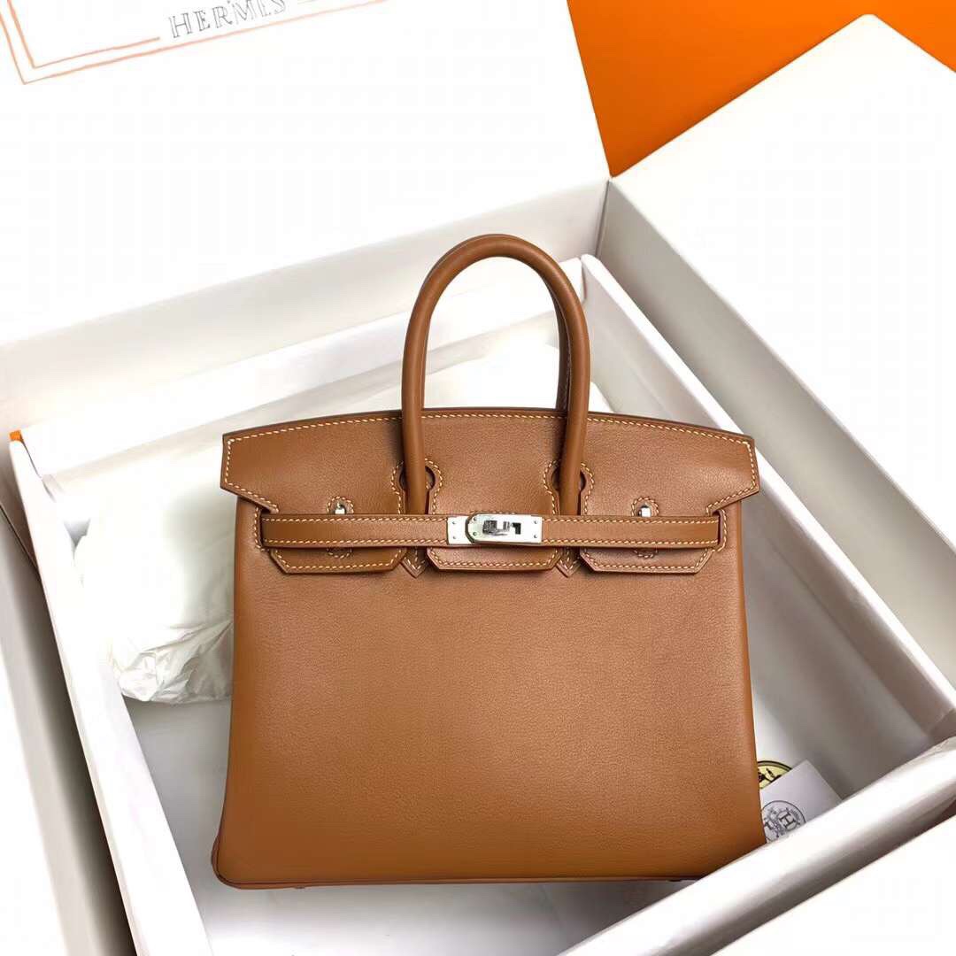 Hermes Birkin 25CM Swift Leather Handbag Brown